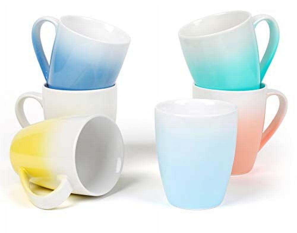Coffee Mugs Set of 6 - 16 Oz Large Coffee Mugs for Tea, Coffee, Hot Chocolate - Ombre Mugs Assorted Colors, Safe for Microwave and Dishwasher