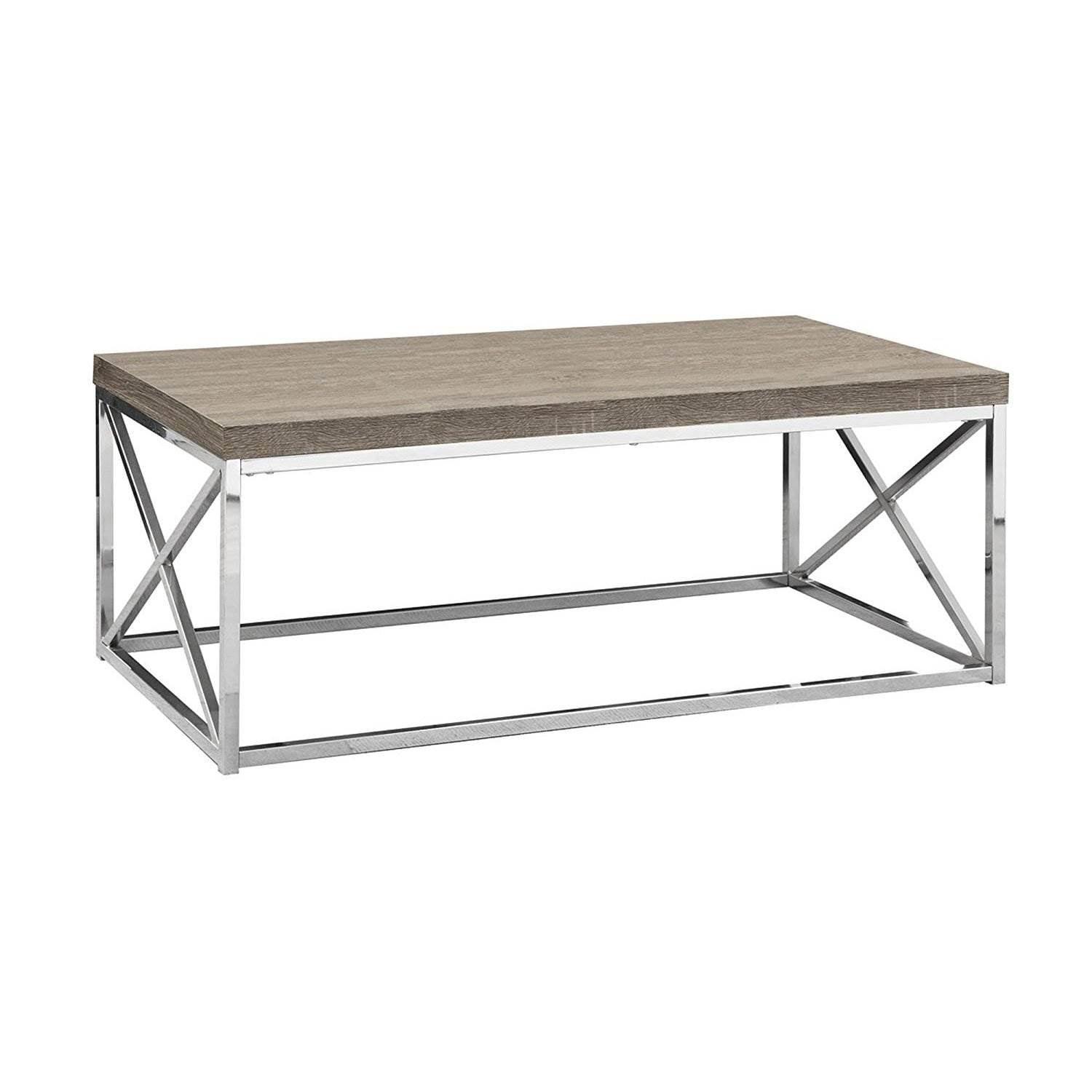 Dark Taupe Wood and Chrome Rectangular Coffee Table