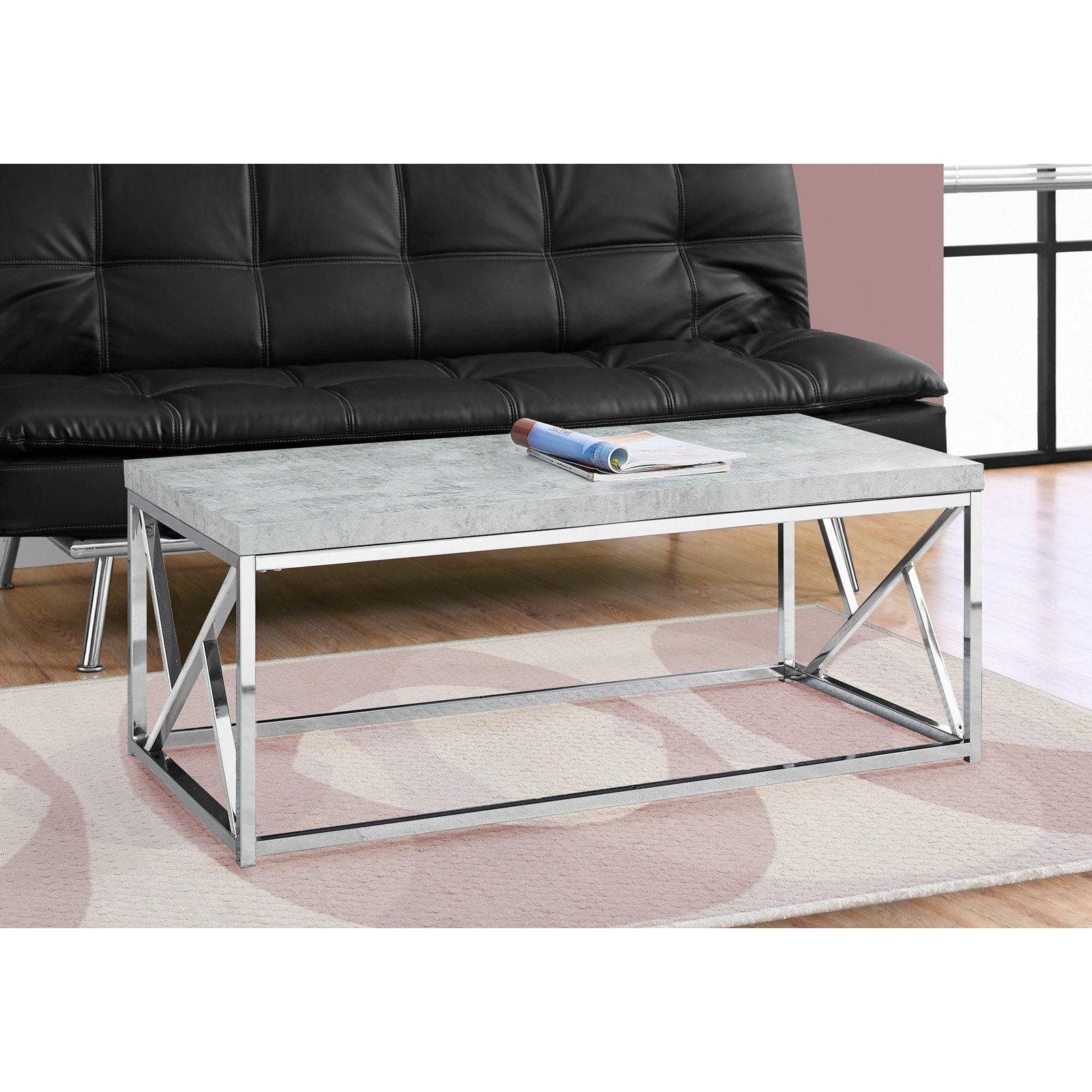 Gray Cement and Chrome Rectangular Coffee Table