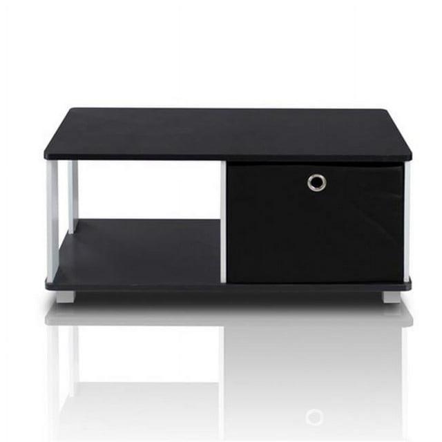 Coffee Table with Bin Drawer, Black & White - 13.75 x 31.5 x 15.75 in.