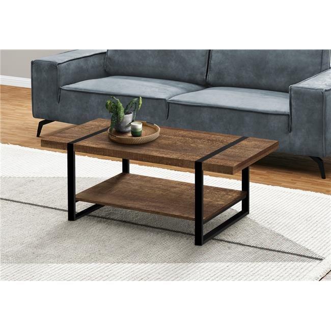 Coffee Table with Brown Reclaimed Wood-Look & Black Metal