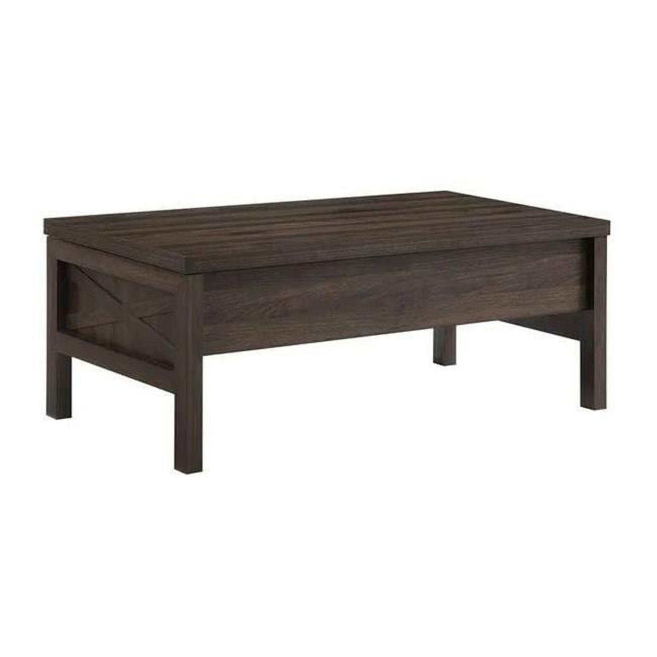 Rustic Brown Wood & Metal Lift-Top Coffee Table with Storage