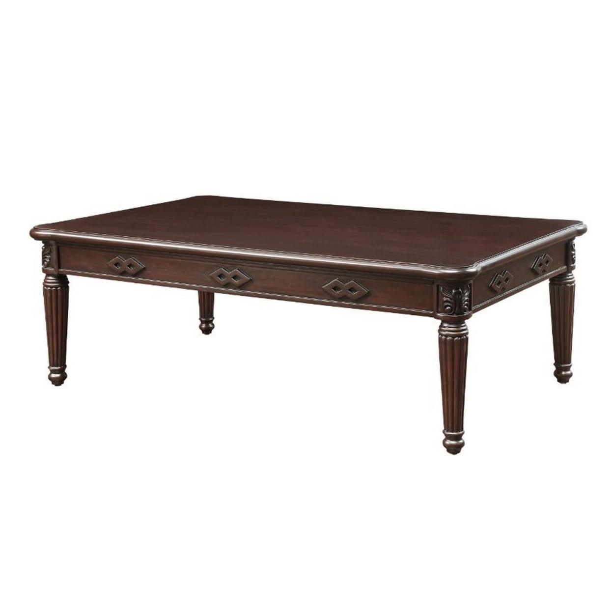 Espresso Brown Rectangular Wood Coffee Table with Turned Legs