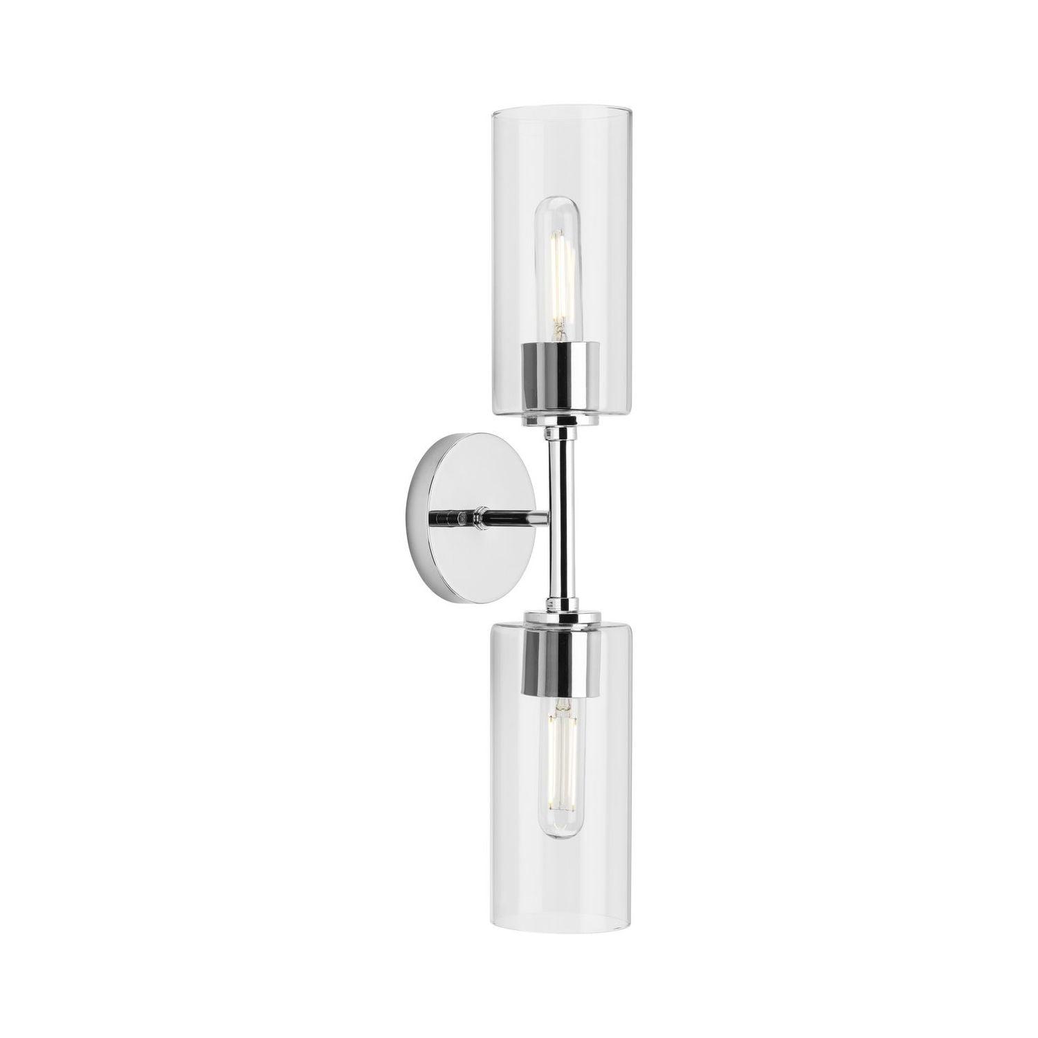 Cofield Polished Chrome Slender Wall Sconce with Cylindrical Glass Shade