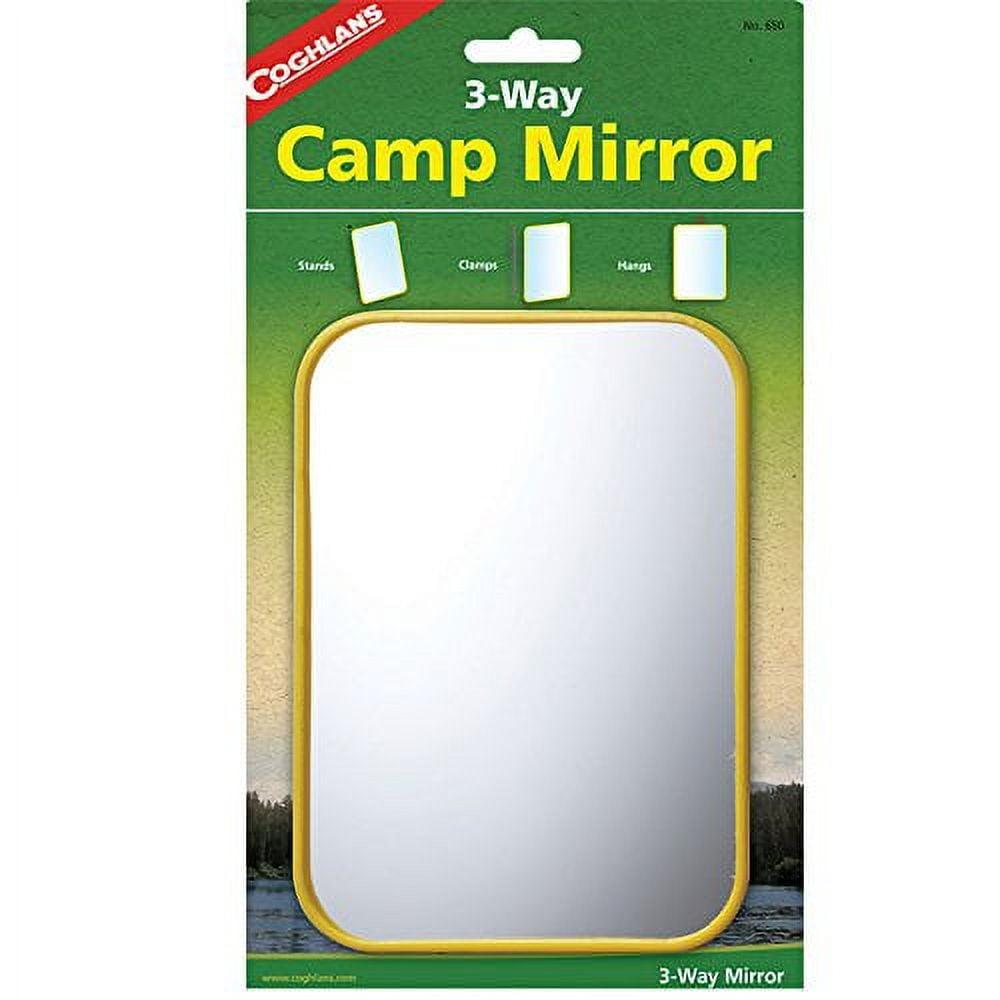 Yellow Plastic 3-Way Camping Mirror with Metal Hook