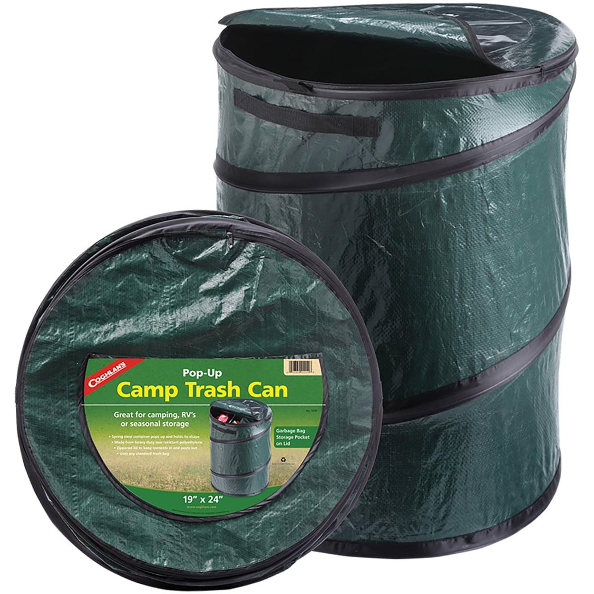 Green Pop-Up Camp Trash Can with Zip Closure