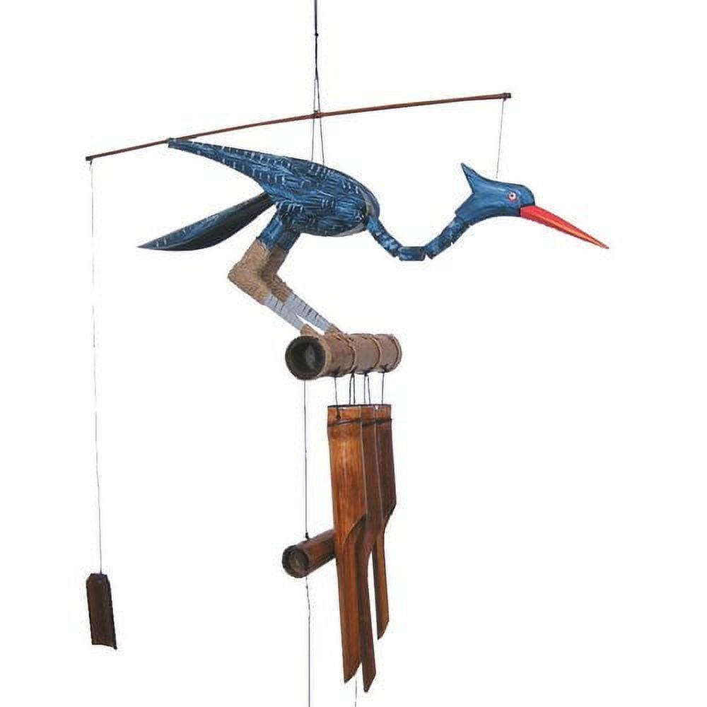 Blue and Brown Bamboo Bird Wind Chime