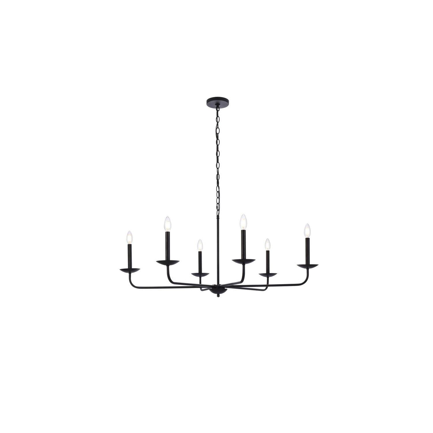 Elegant Cohen 42" Black Steel 6-Light Pendant