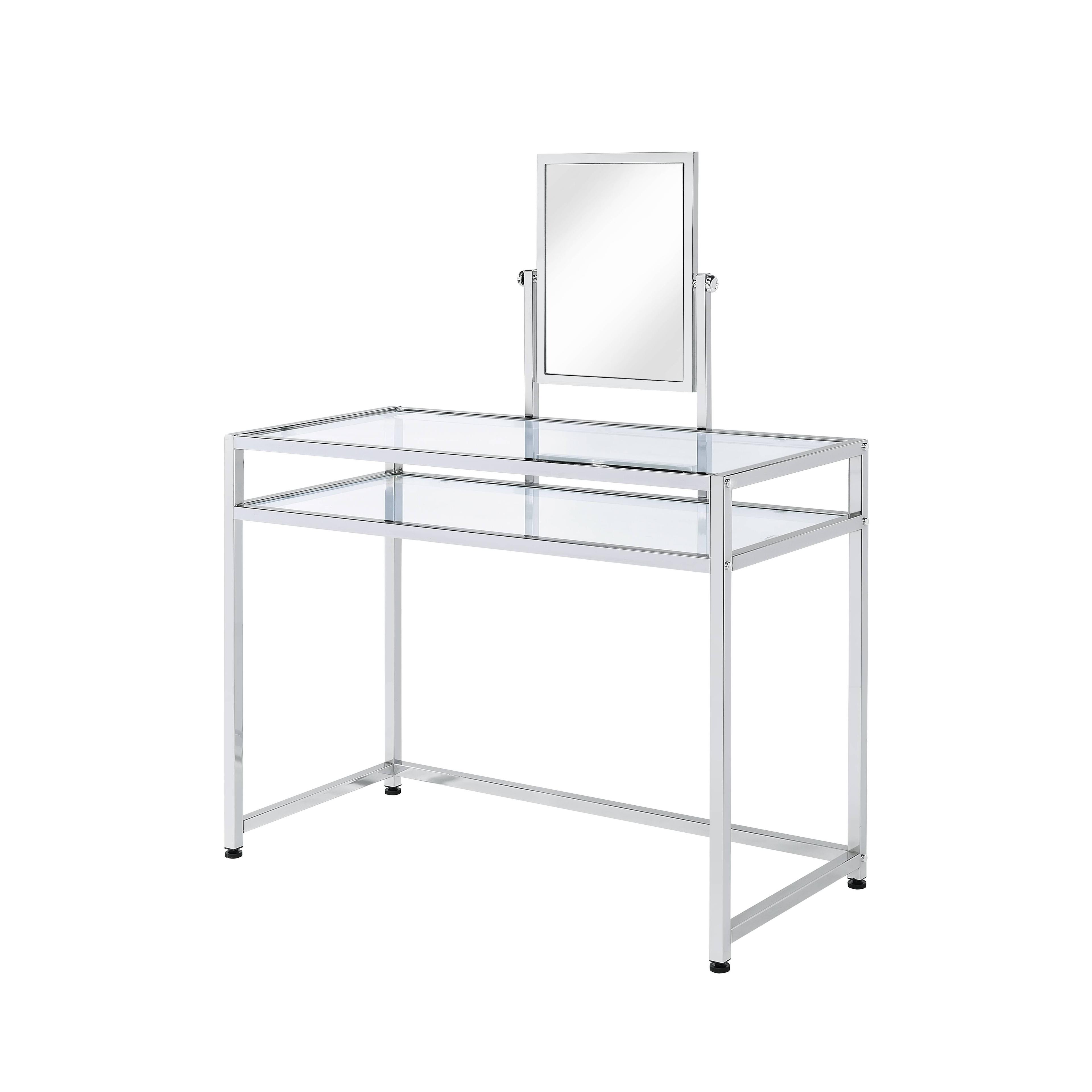 Coleen Chrome Vanity Set with Glass Top and Mirror