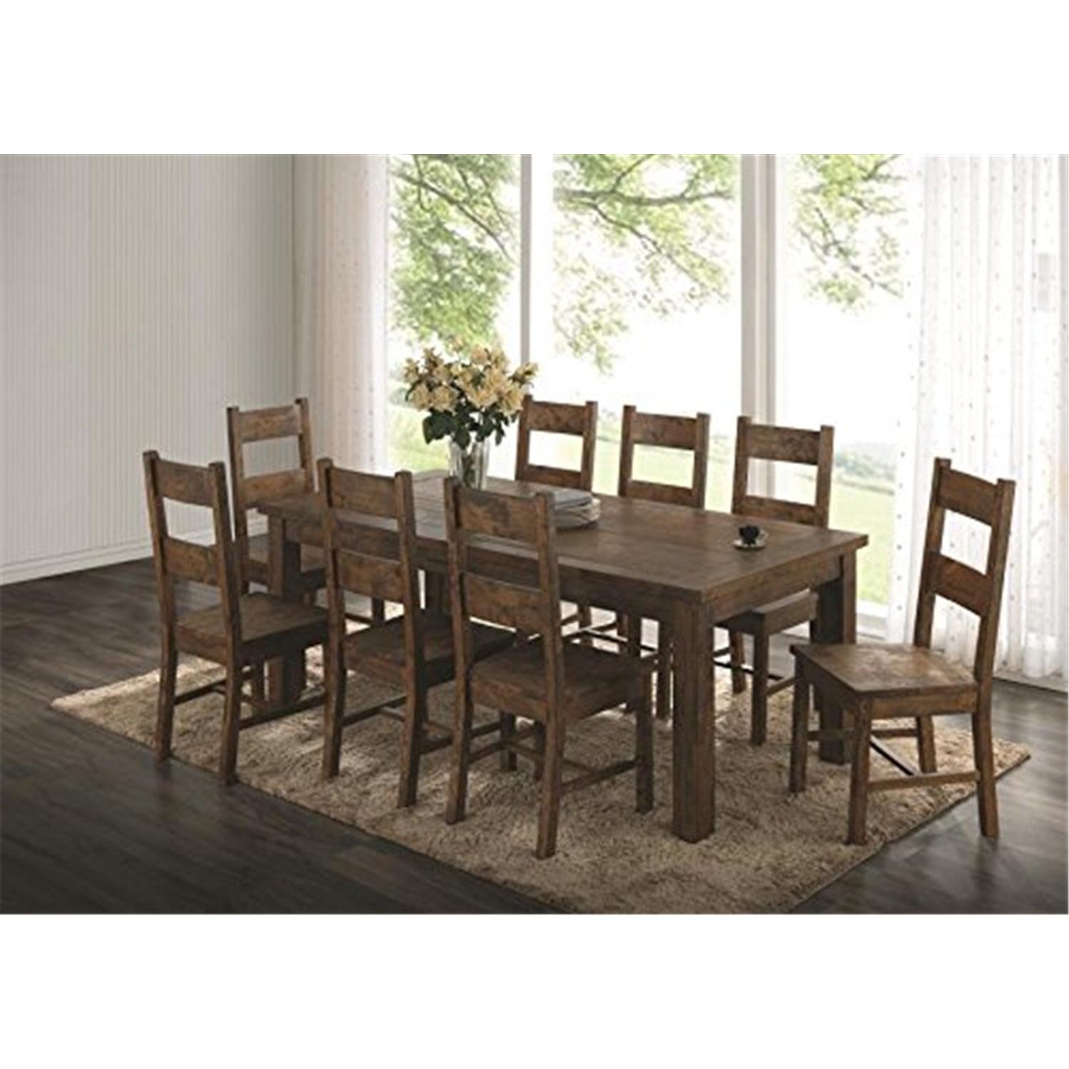 Golden Brown Rustic 5-Piece Dining Set with High Back Chairs