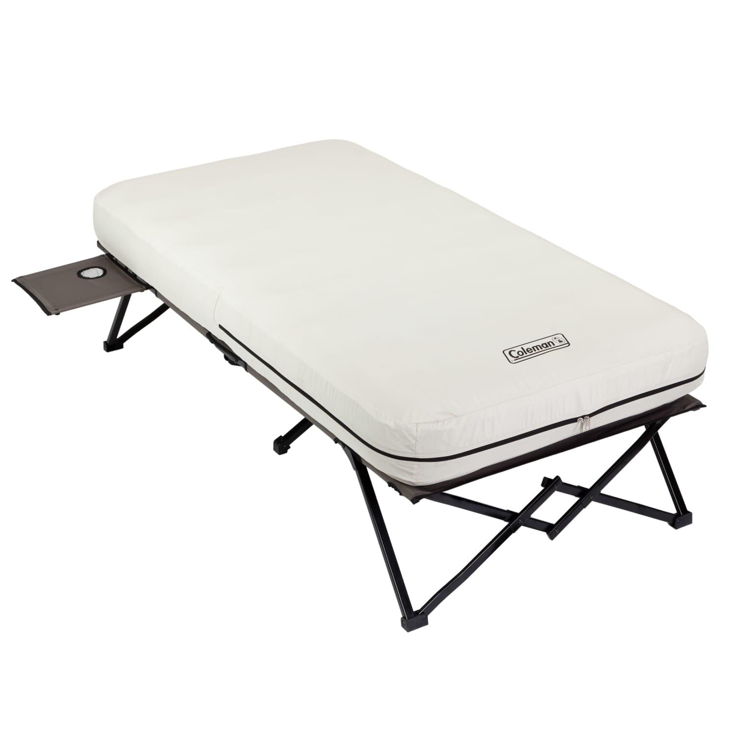 Coleman Camping Cot with Side Tables, Air Mattress & Battery Pump, Twin