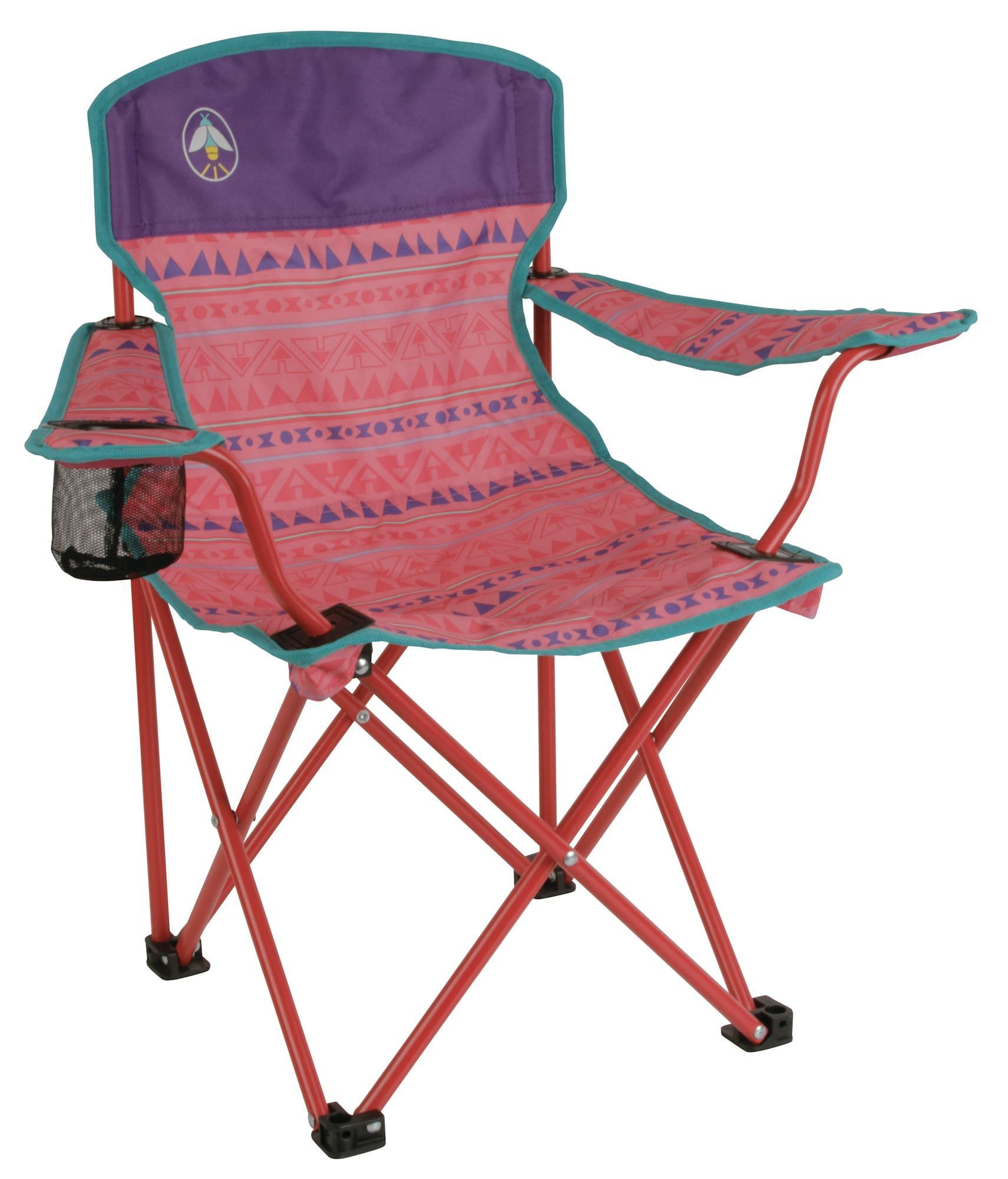 Pink and Purple Kids Folding Quad Chair with Cup Holder