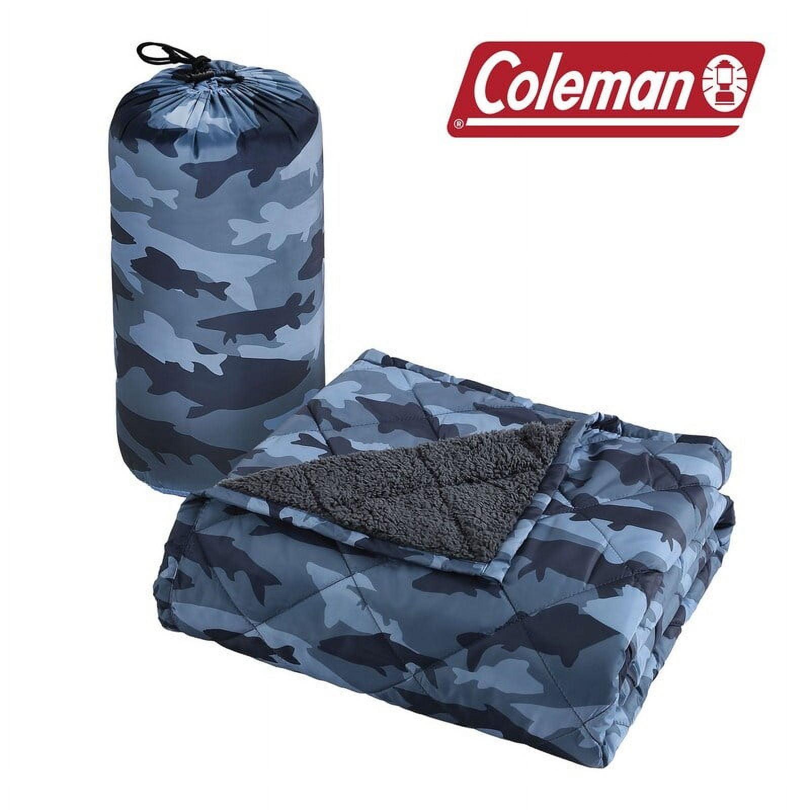 Coleman Reversible Water Resistant Nylon and Sherpa Diamond Quilted Indoor/Outdoor Throw/Picnic Blanket