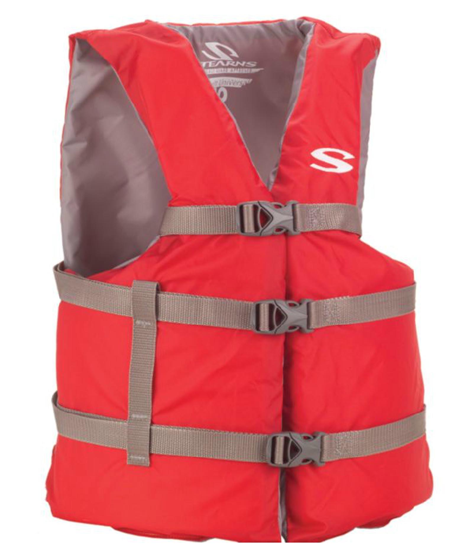 Coleman Stearns Adult Classic Series Universal Life Jacket and Vest Flotation, Red