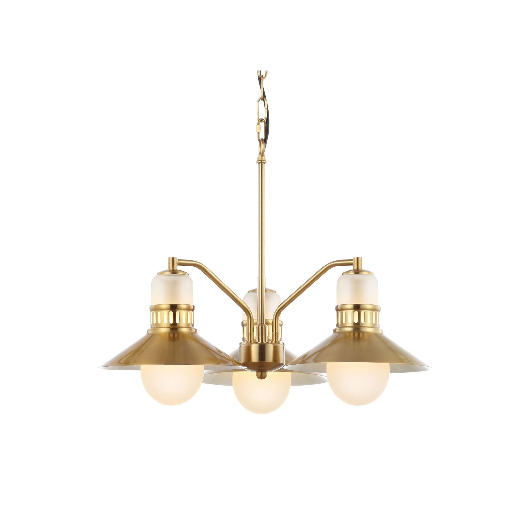Colin 22" Brass Gold Adjustable Retro LED Chandelier with Crystal Accents
