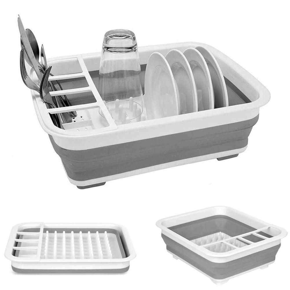 Collapsible Dish Rack Storage Rack Cutlery Rack Space Saving for Kitchen counter RV Campers Travel Trailer