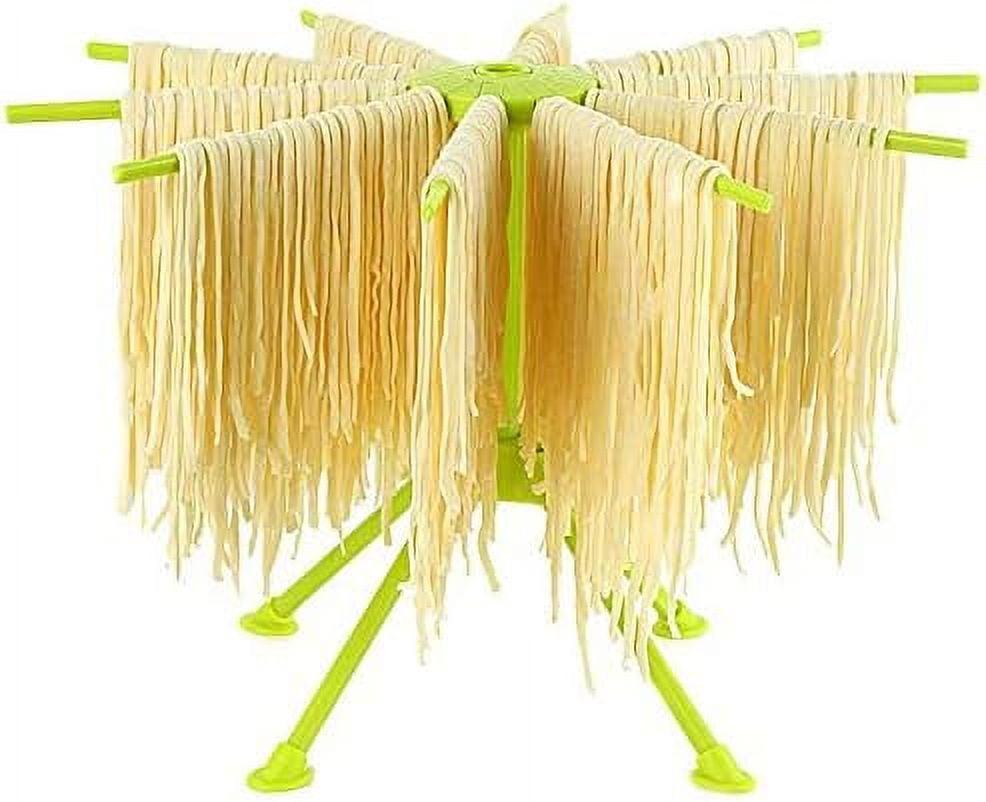 Green Collapsible Plastic Pasta Drying Rack with 10 Arms