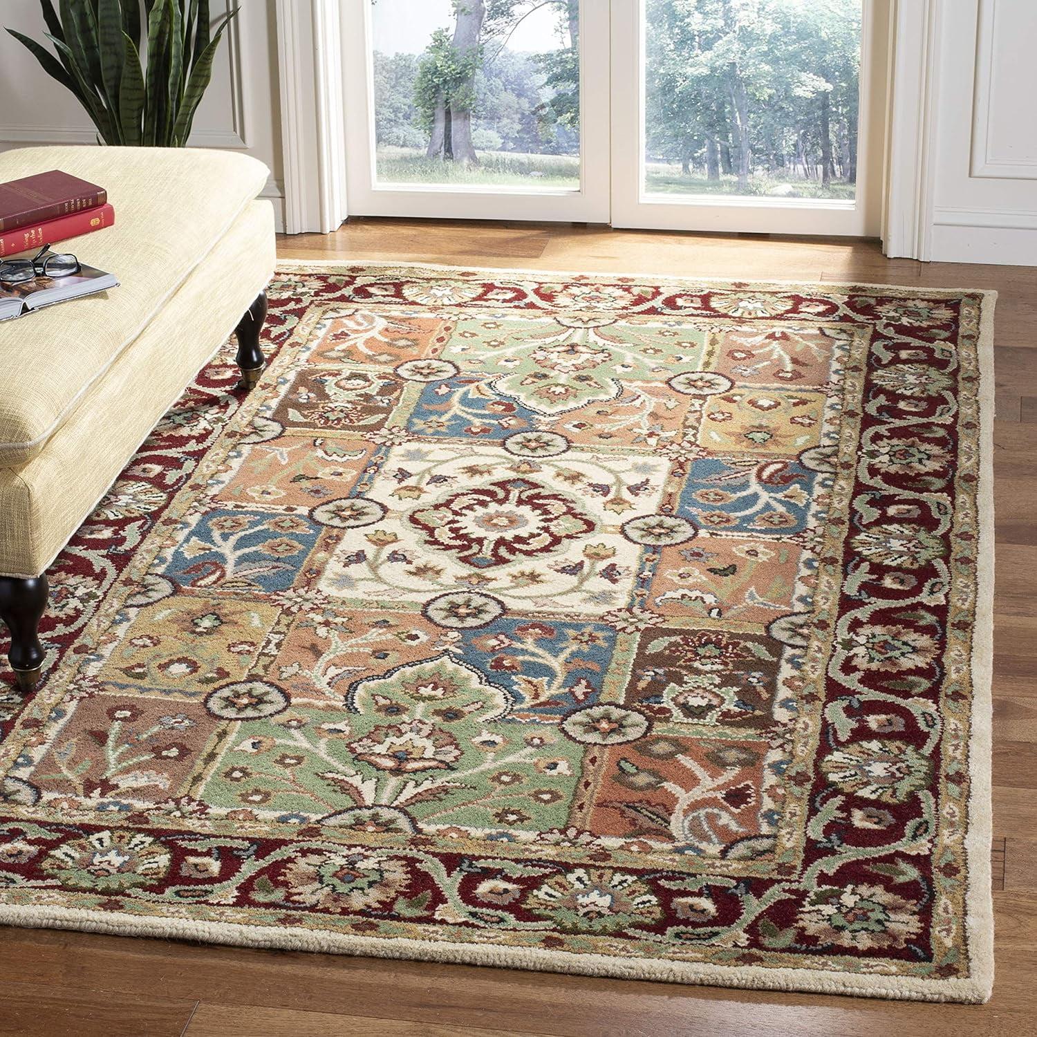 Elegant Heritage 6' Square Hand-Tufted Wool Rug in Multi/Red