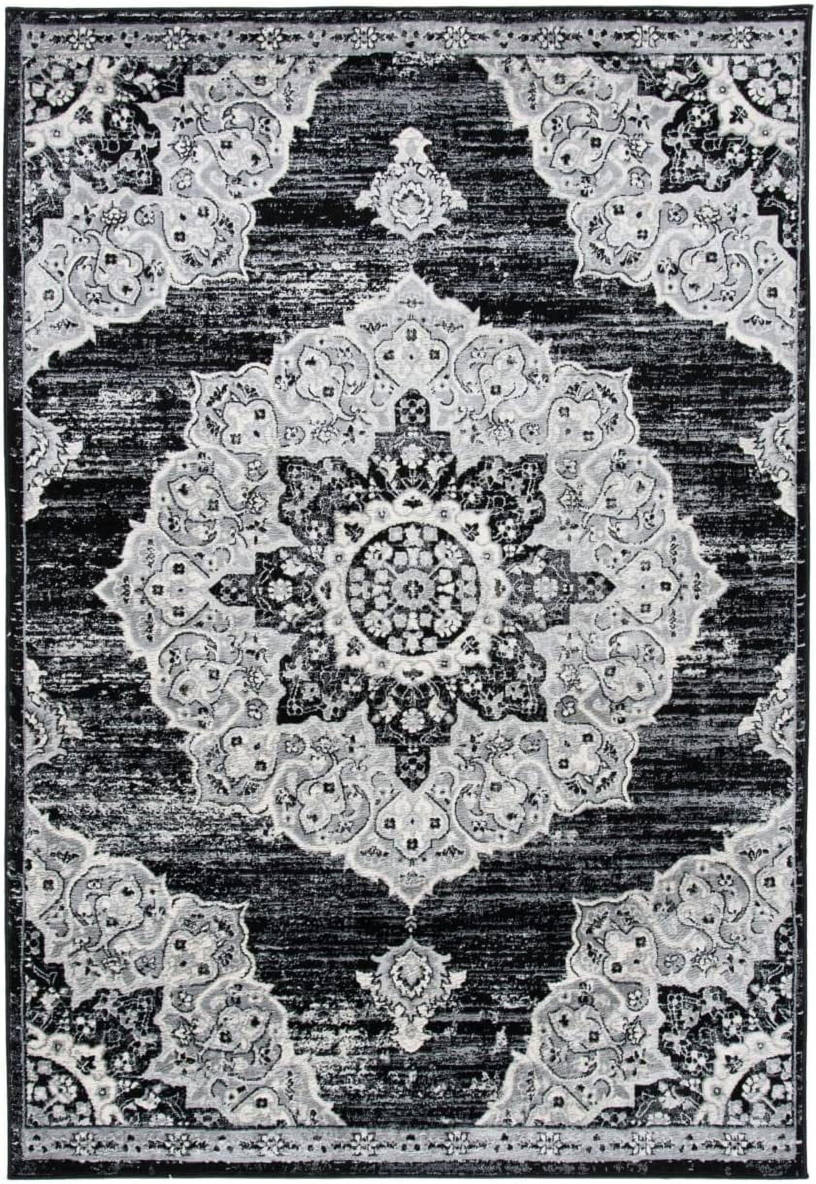 SAFAVIEH Brentwood Dimitri Floral Bordered Area Rug, 10' x 13', Black/Grey