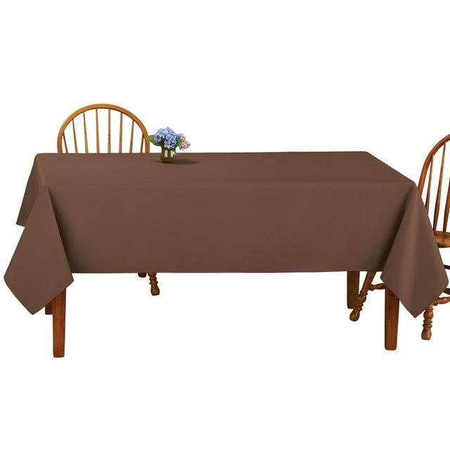 Collections Etc Basic Solid Color Rectangular Tablecloth Linen, 60" W x 90" L - Fits All Common Sized Rectangular Tables, Durable Hand Washable or Machine Washable, Chocolate, 60" X 90"
