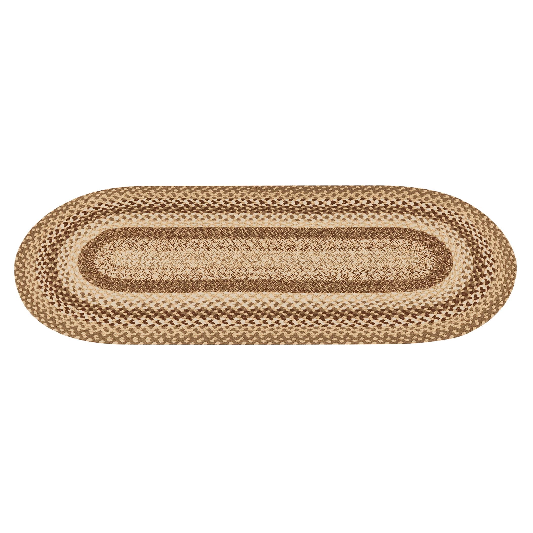 Collections Etc Classic Farmhouse Braided Kitchen Accent Rug Runner Tan