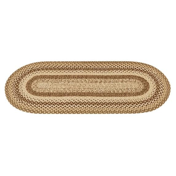 Collections Etc Classic Farmhouse Braided Kitchen Accent Rug Runner Tan