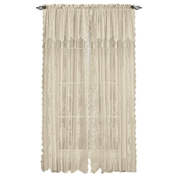 Collections Etc Carly Sheer Floral Lace Design Curtain Panel and Valance