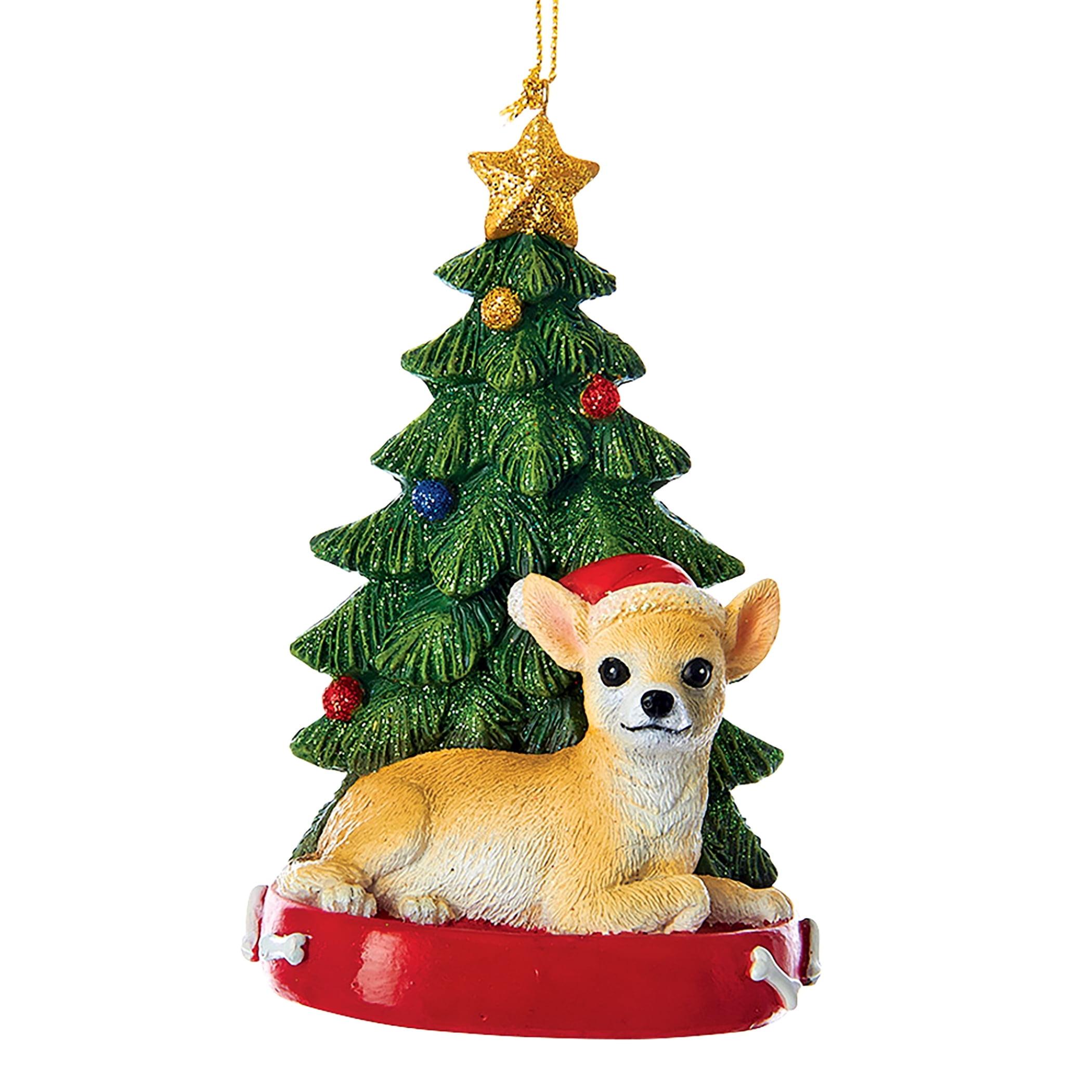 Collections Etc Festive Chihuahua Christmas Tree Ornament