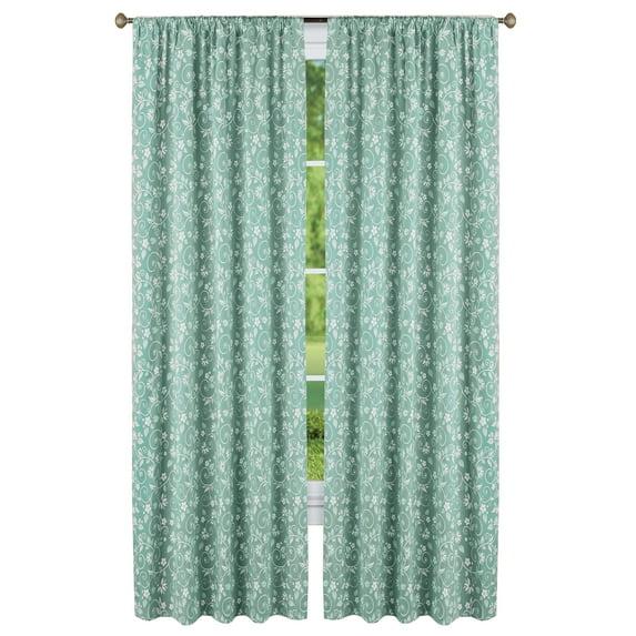 Collections Etc Floral Scrolling Vine Pattern Rod Pocket Top Window Drapes