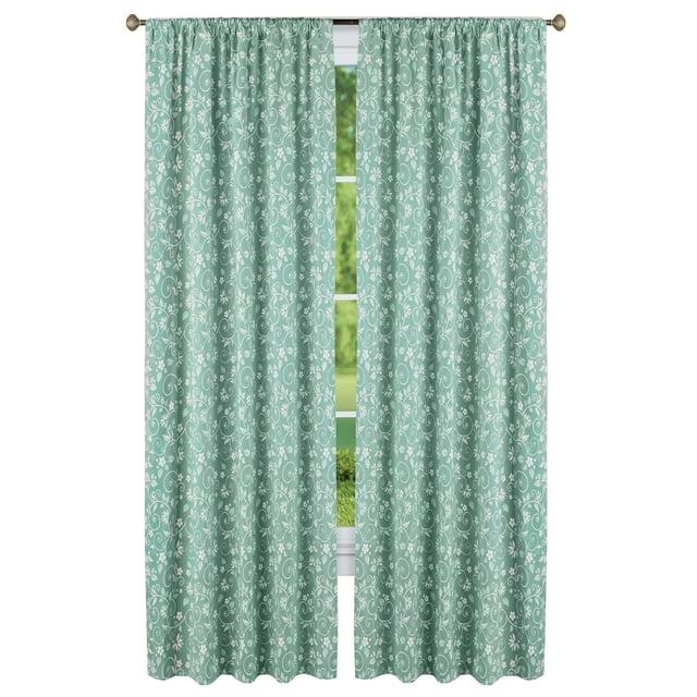 Collections Etc Floral Scrolling Vine Pattern Rod Pocket Top Window Drapes