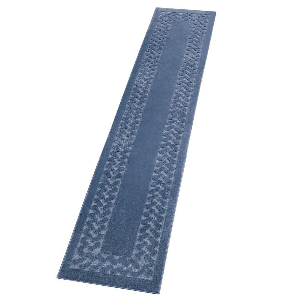 Blue Herringbone Extra Long Synthetic Carpet Runner