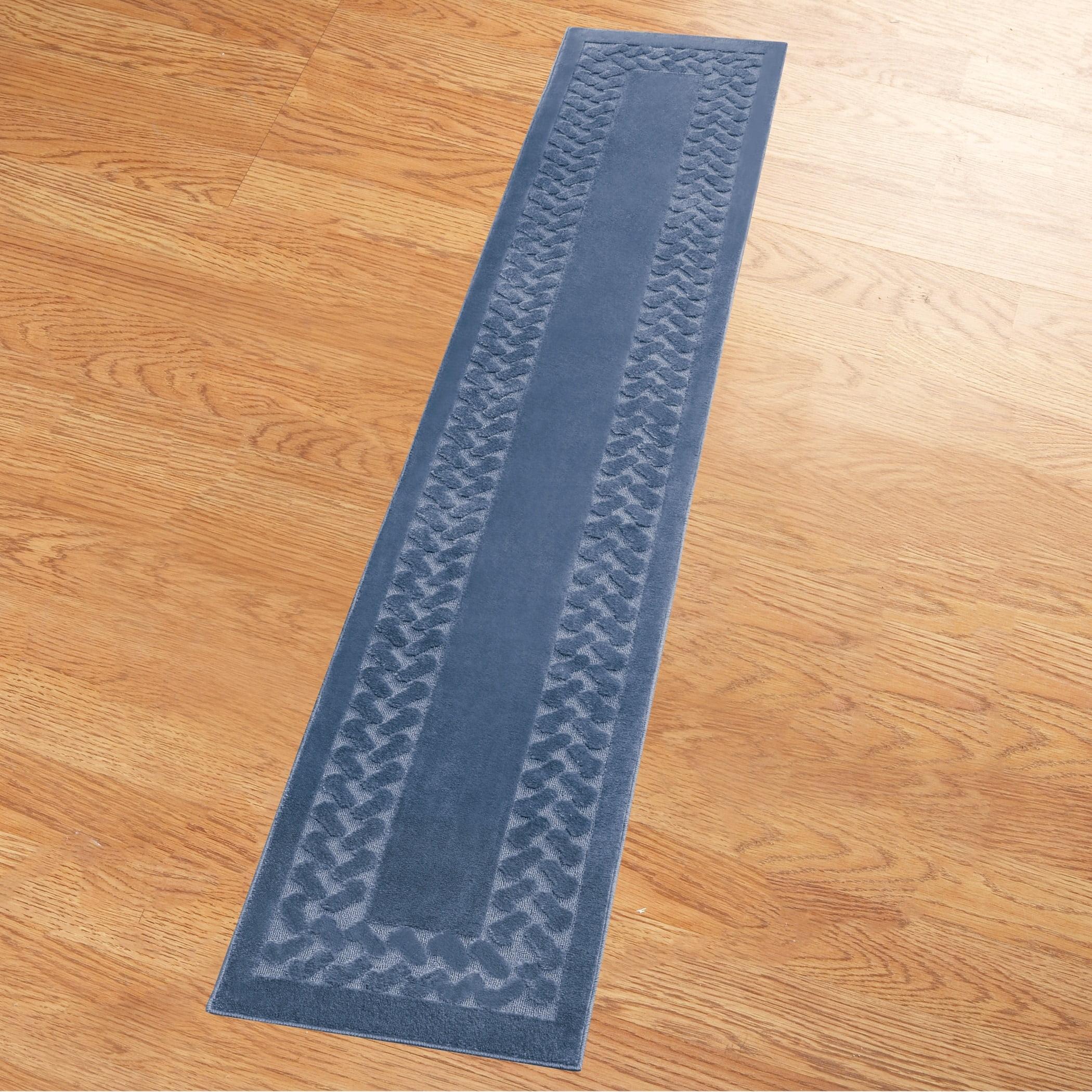 Collections Etc Herringbone Extra Long Carpet Runner Blue - Runner - 22" x 120"