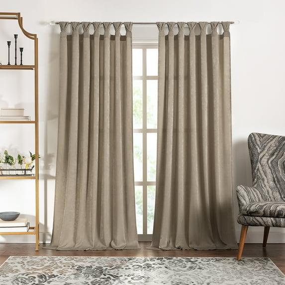 Achim Home Furnishing: Peri Window Curtain Panels with Tulip Tab Top, Taupe, 52" x 63"