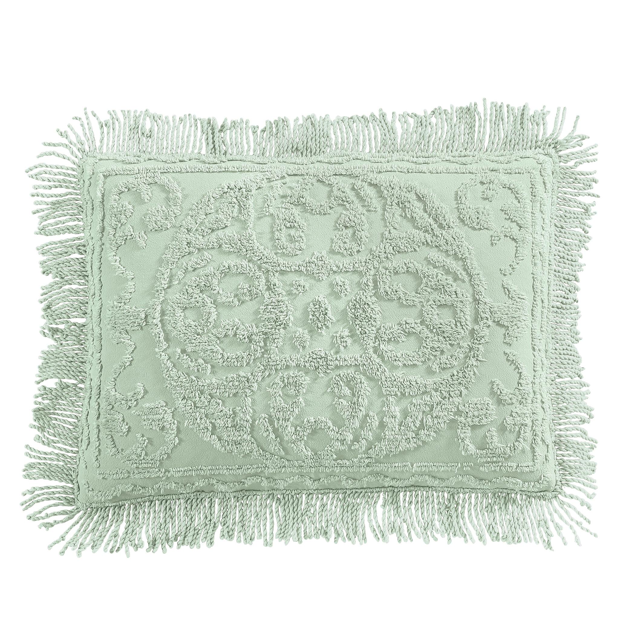 Collections Etc Luxurious Medallion Chenille Fringe Border Pillow Sham