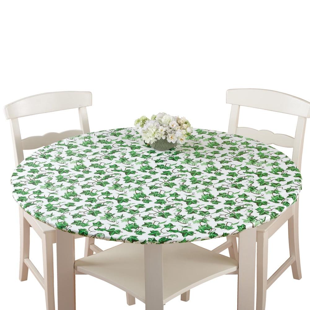 Collections Etc Fitted Elastic Vinyl Table Cover 48" Round IVY Green