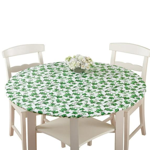 Collections Etc Fitted Elastic Vinyl Table Cover 48" Round IVY Green