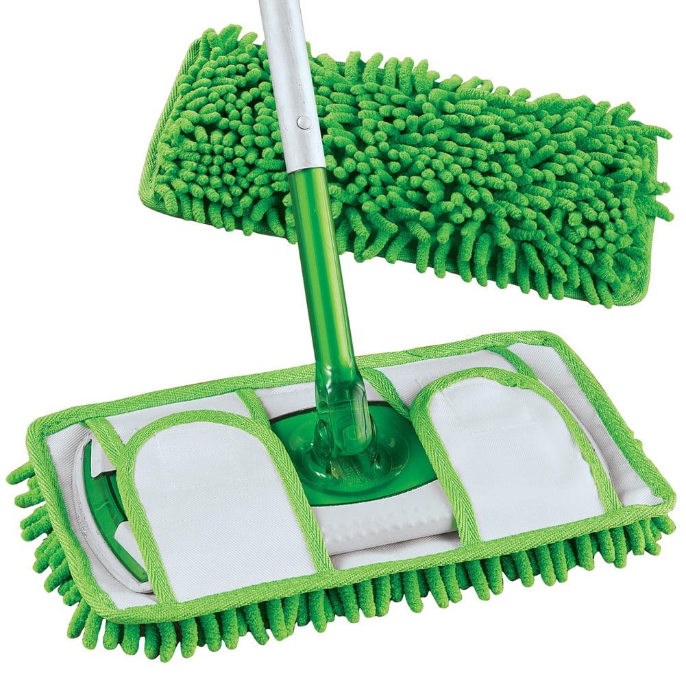 Green Chenille Microfiber Reusable Mop Pads Set of 2