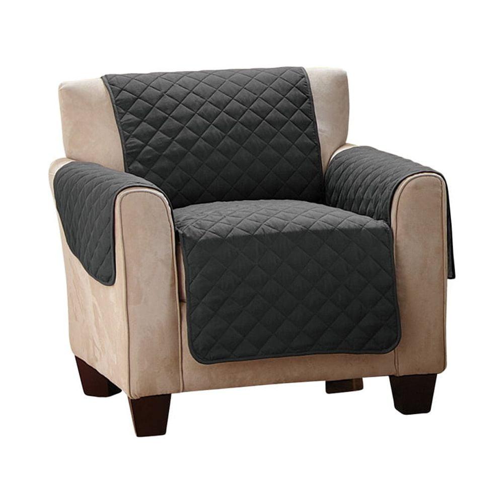 Collections Etc Reversible Quilted Furniture Cover Chair Black/Gray Unisex