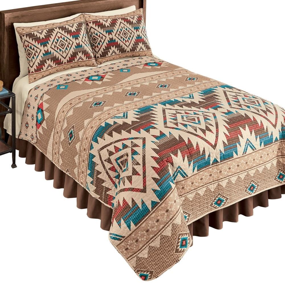 Collections Etc Reversible Southwest Geometric Aztec Quilt King Multi Unisex