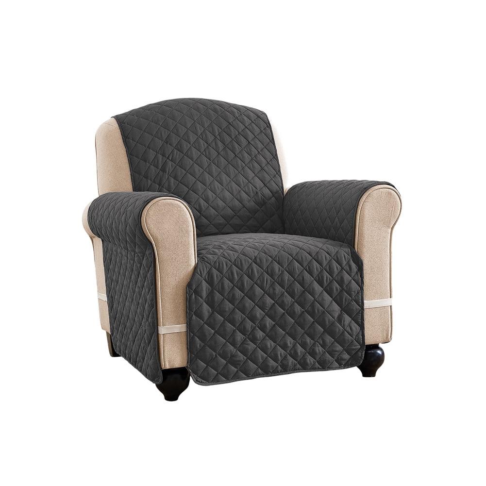 Slate Grey Quilted Reversible Spill Resistant Chair Cover