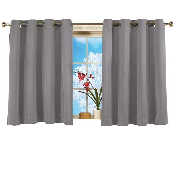 Collections Etc Short Blackout Window Curtain Panel, Energy-Efficient, Noise-Reducing and Light-Blocking Triple-Layer Technology, Grommet Top, Grey, 56" X 45"