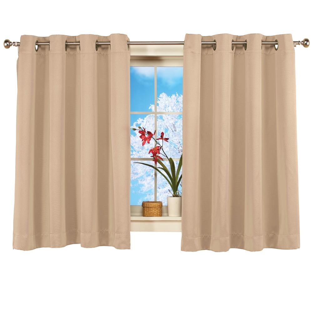Collections Etc Short Blackout Window Curtain Panel, Energy-Efficient, Noise-Reducing and Light-Blocking Triple-Layer Technology, Grommet Top, Taupe, 56" X 54"