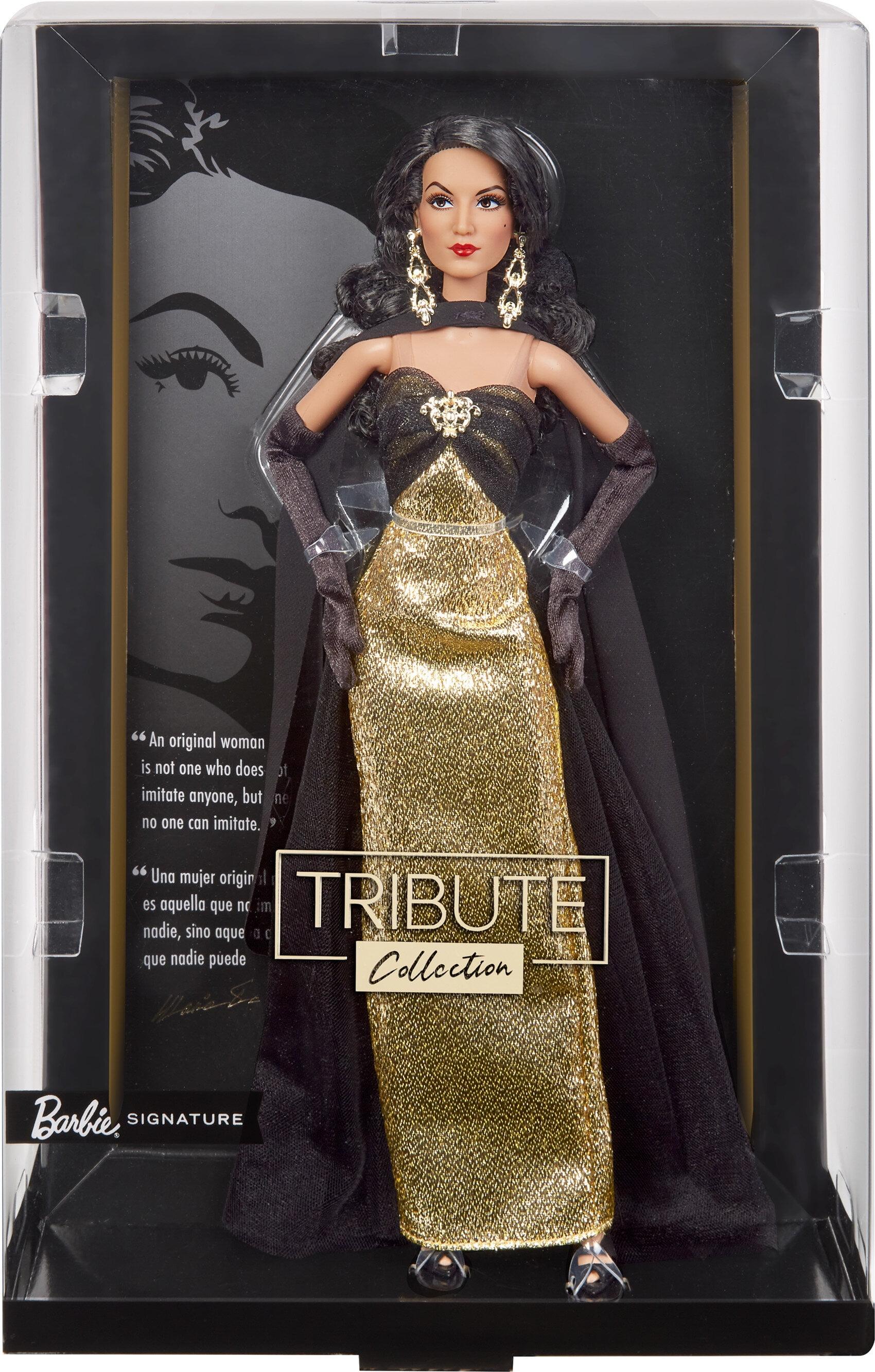 Collector Barbie Doll in Gold and Black Gown with Jewelry