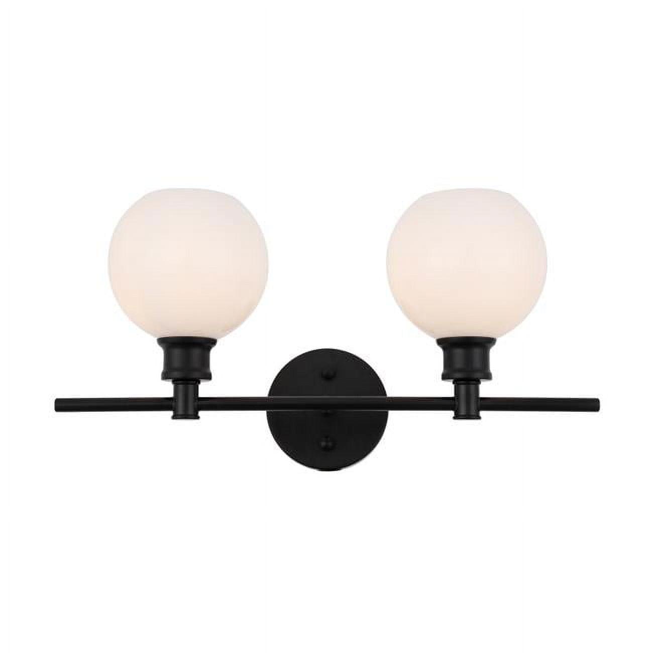 Collier Dimmable 2-Light Black Wall Sconce with Frosted White Glass