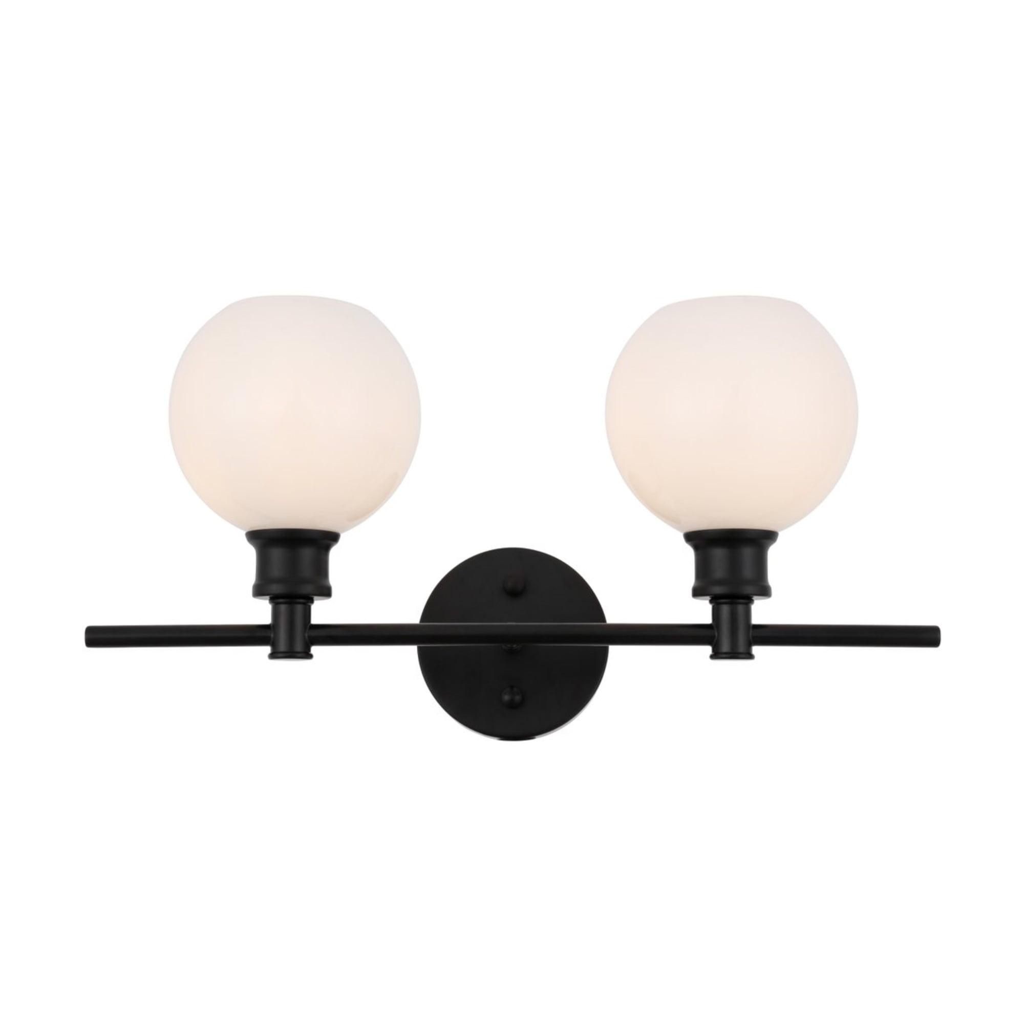 Collier Dimmable 2-Light Black Wall Sconce with Frosted White Glass