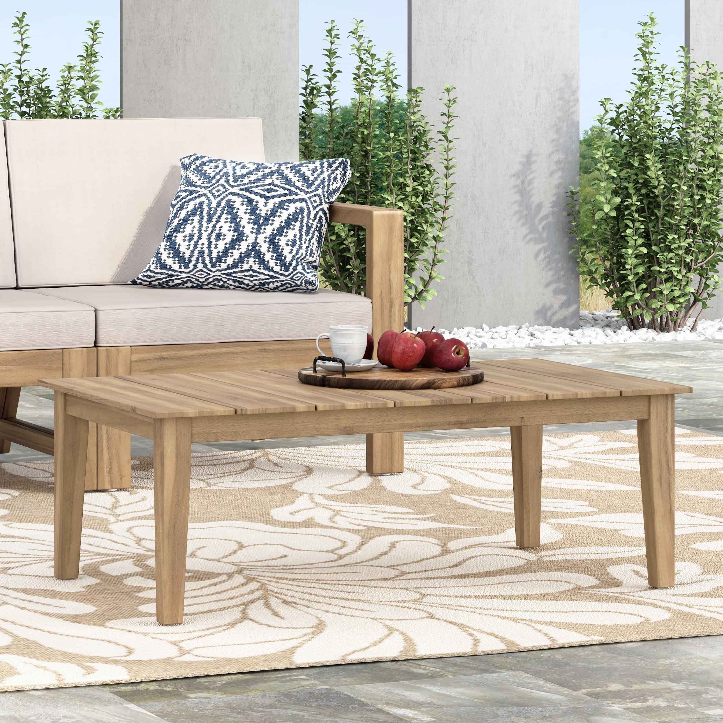 Coloma Light Brown Acacia Wood Outdoor Coffee Table