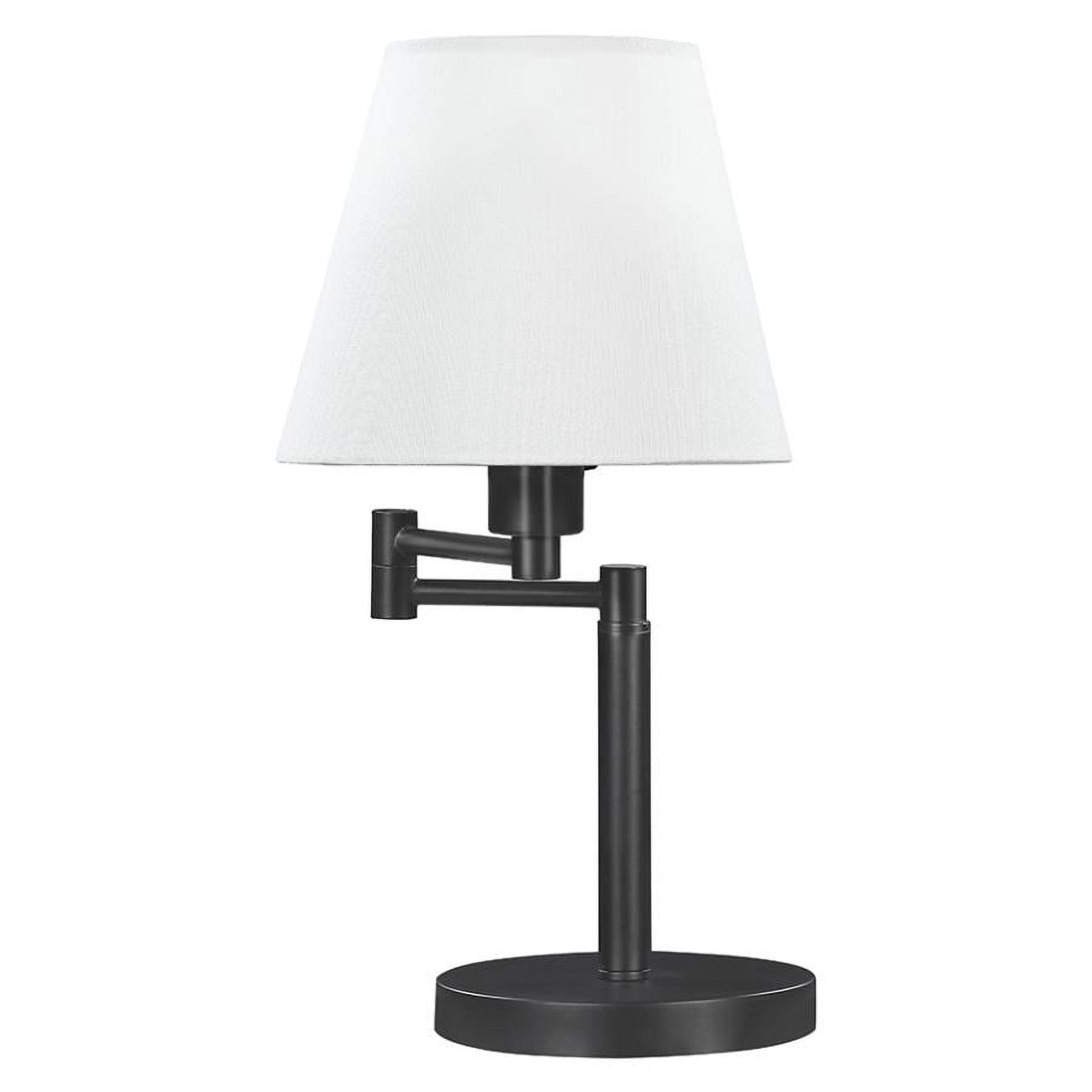 Adjustable Black Metal LED Table Lamp with Off-White Shade