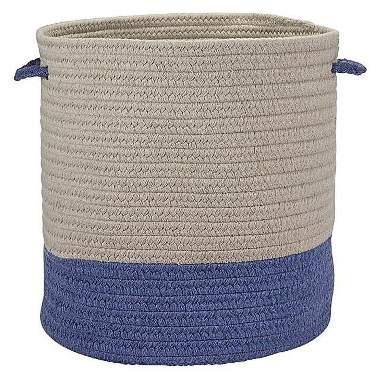 Cornflower and Papyrus Round Braided Storage Basket