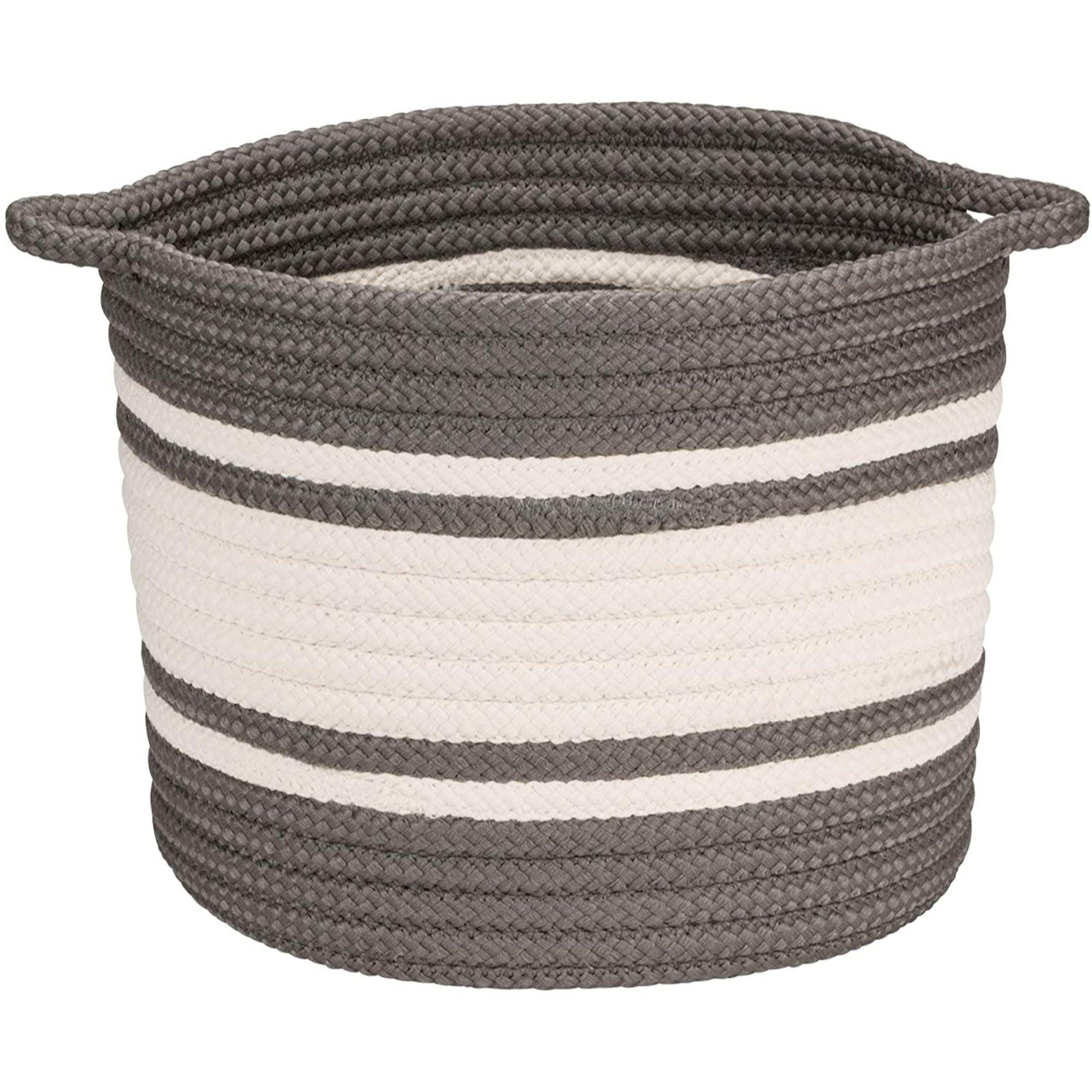 16" Gray and White Polypropylene Braided Storage Basket