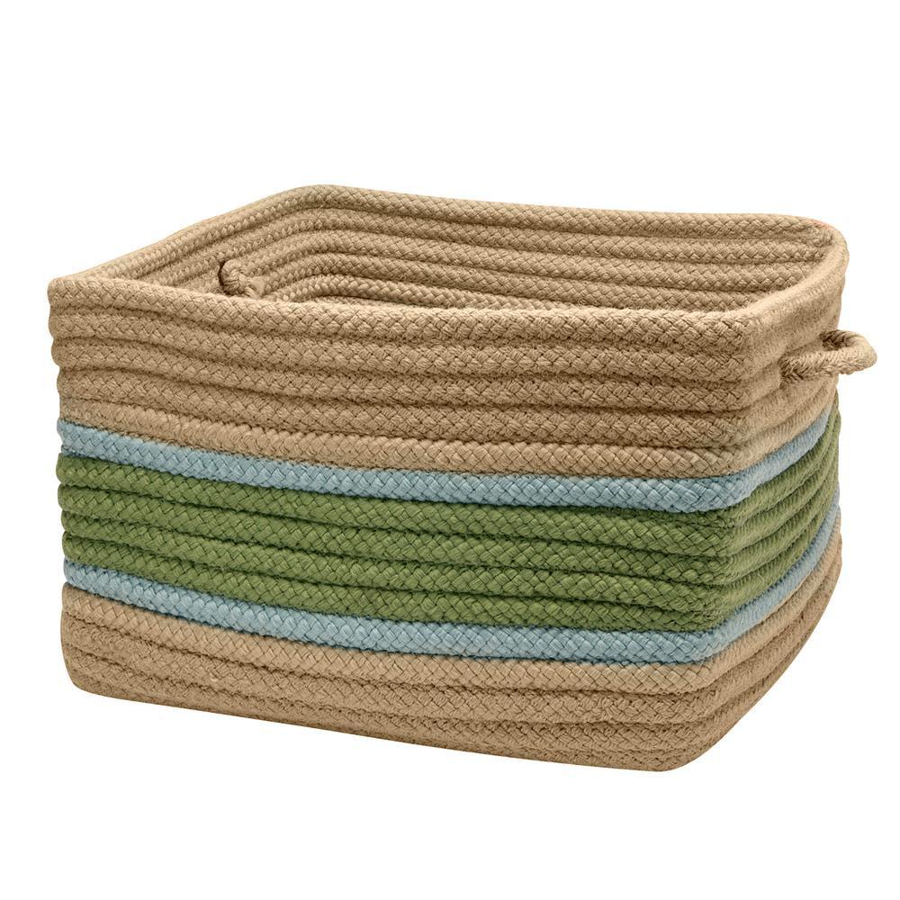 Moss & Federal Blue Braided Polypropylene 18" Square Storage Basket